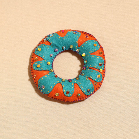  Donut - Handcrafted Embroidered Felt & Beadwork Paperweight