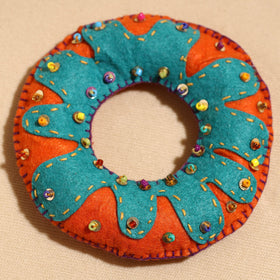  Donut - Handcrafted Embroidered Felt & Beadwork Paperweight