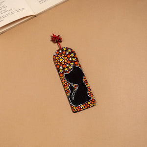 Dot art mandala handpainted wooden bookmark 17 - handcrafted