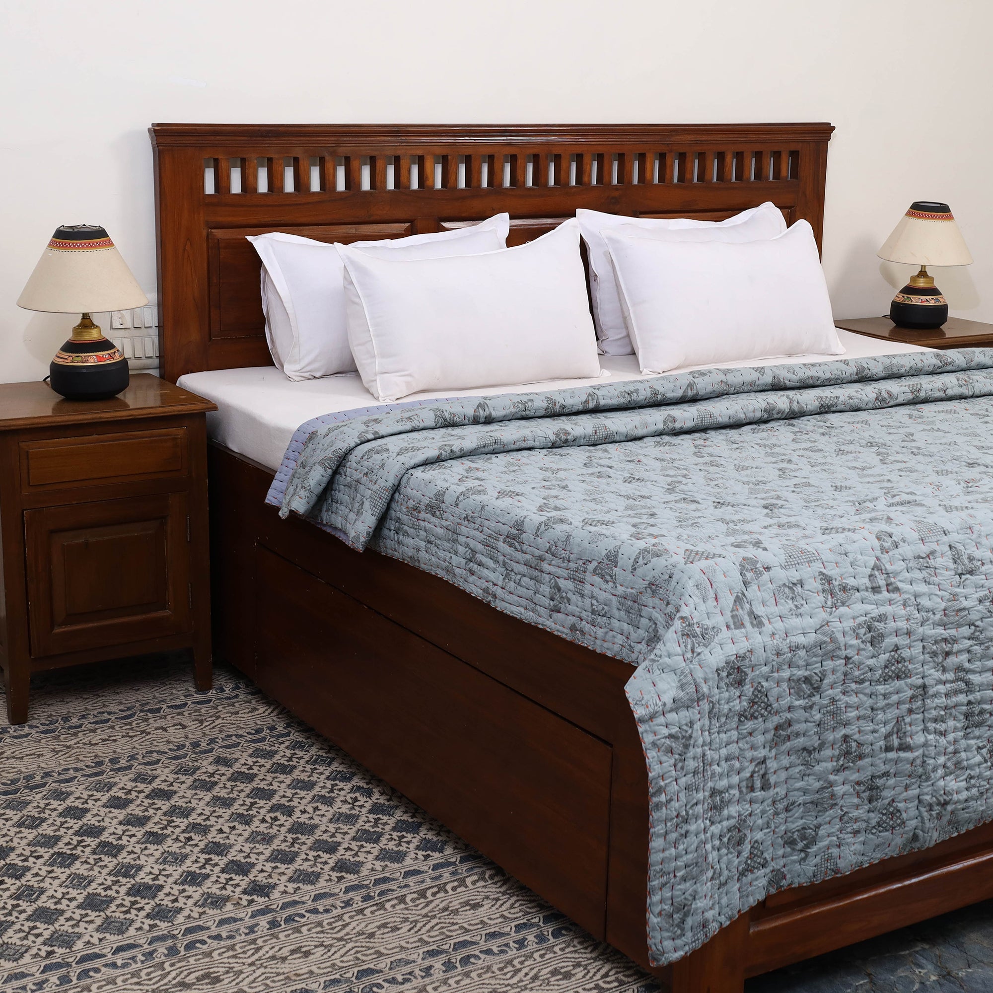  Double - Tagai Work Plain Cotton Quilt