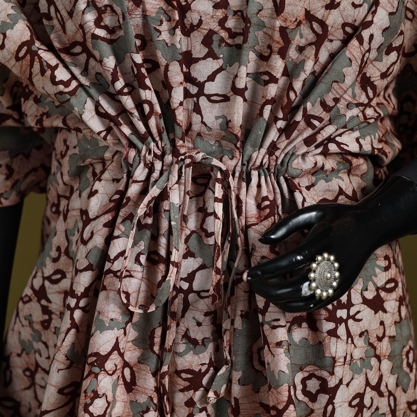 Hand batik cotton short kaftan 37 - handcrafted