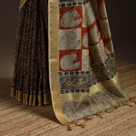 Multicolor - natural dyed pedana chanderi silk kalamkari