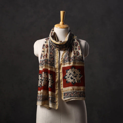 Natural dyed handloom chanderi silk pedana kalamkari stole