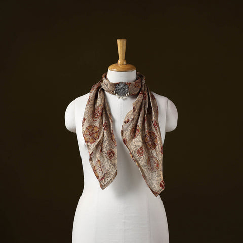 Kalamkari chanderi silk pendant necklace scarf 02