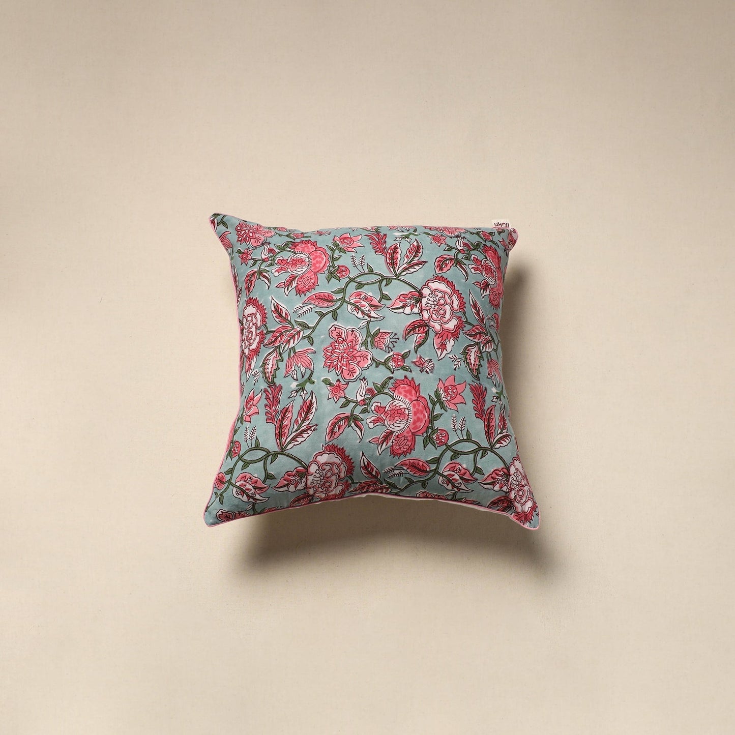 Cotton sanganeri cushion cover 147 - handcrafted
