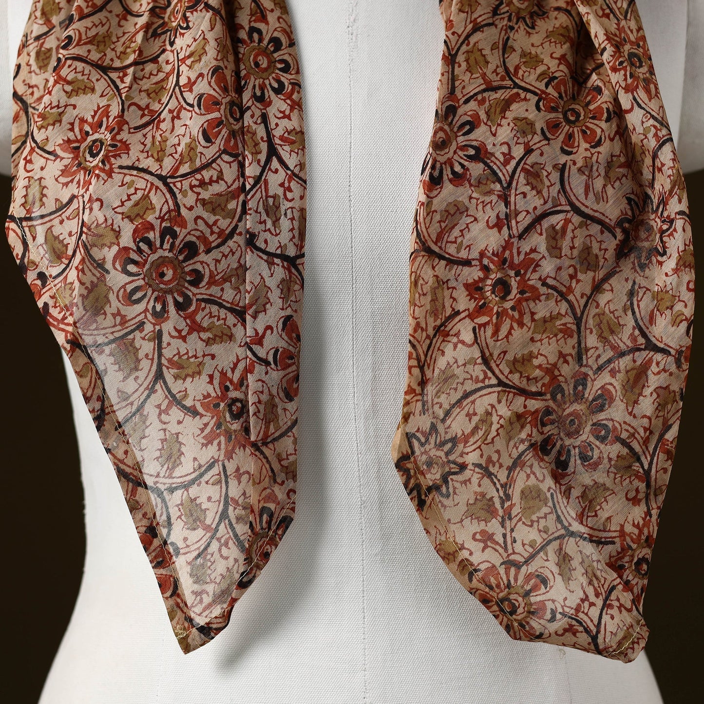 Kalamkari chanderi silk pendant necklace scarf 12