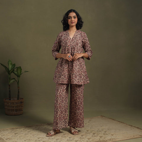 Beige - pedana natural dyed kalamkari co-ord set 13