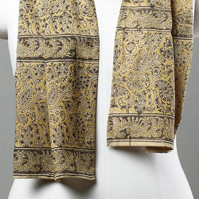Yellow Pedana Kalamkari Block Printed Natural Dyed Cotton Stole