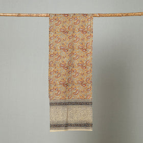 Yellow Pedana Block Print Natural Dyed Cotton Kalamkari Stole