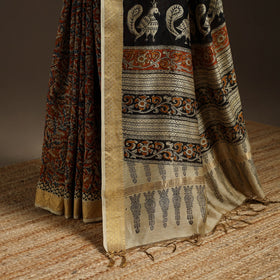 Orange - natural dyed pedana chanderi silk kalamkari saree
