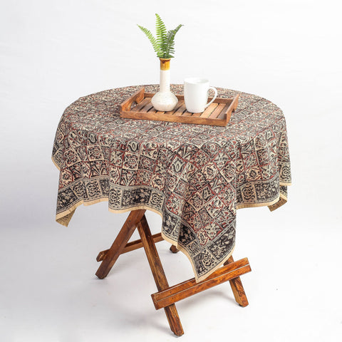 Orange Original Pedana Kalamkari Block Printed Cotton Table Cover