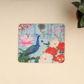 Elegant Peacock and Flower Mouse Pad