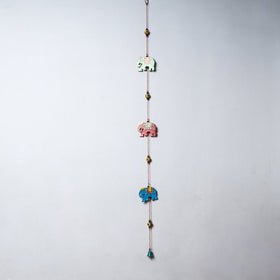 Elephant - Banaras Handpainted Wooden Hanging 
