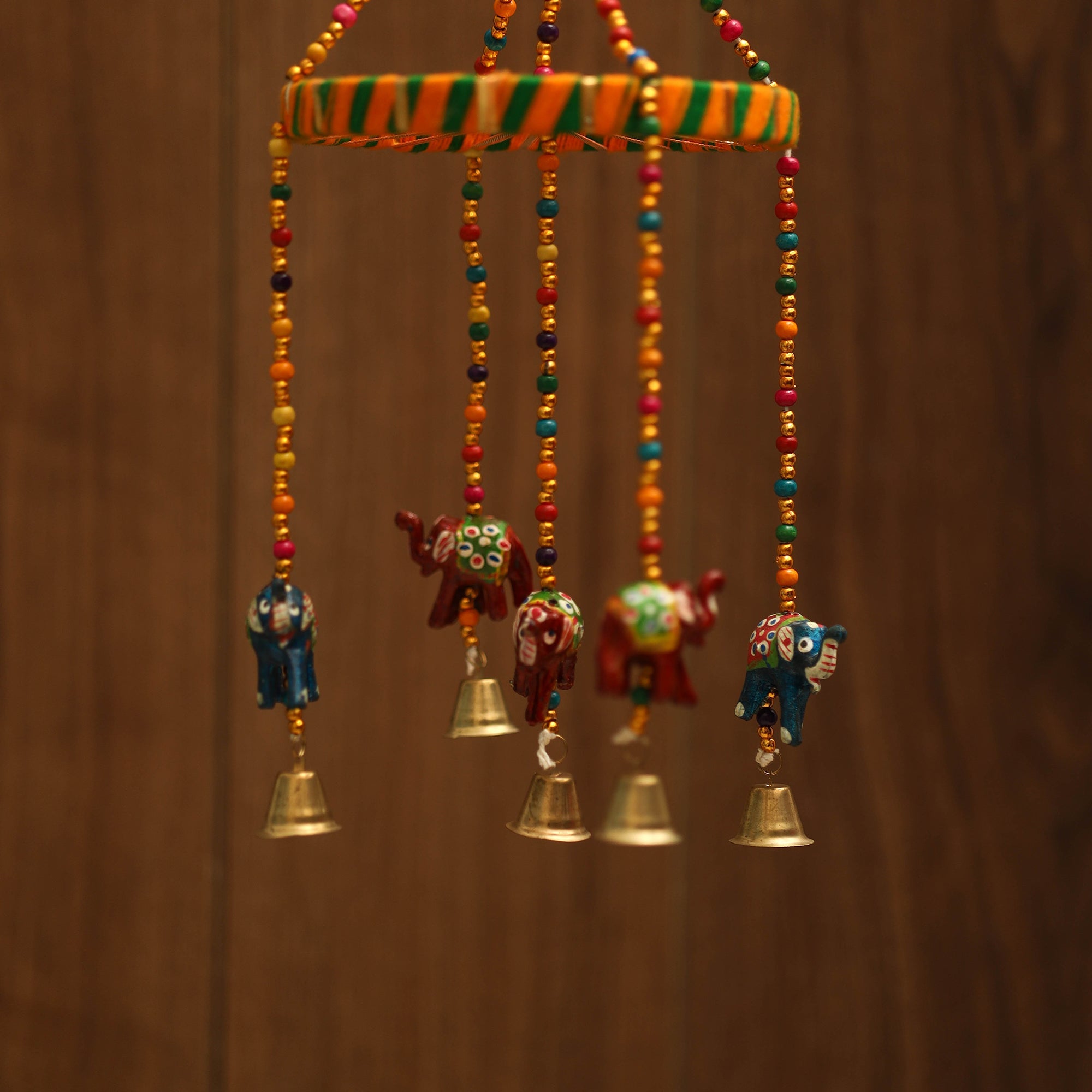 Elephant - decorative bead work handpainted jhumar hanging