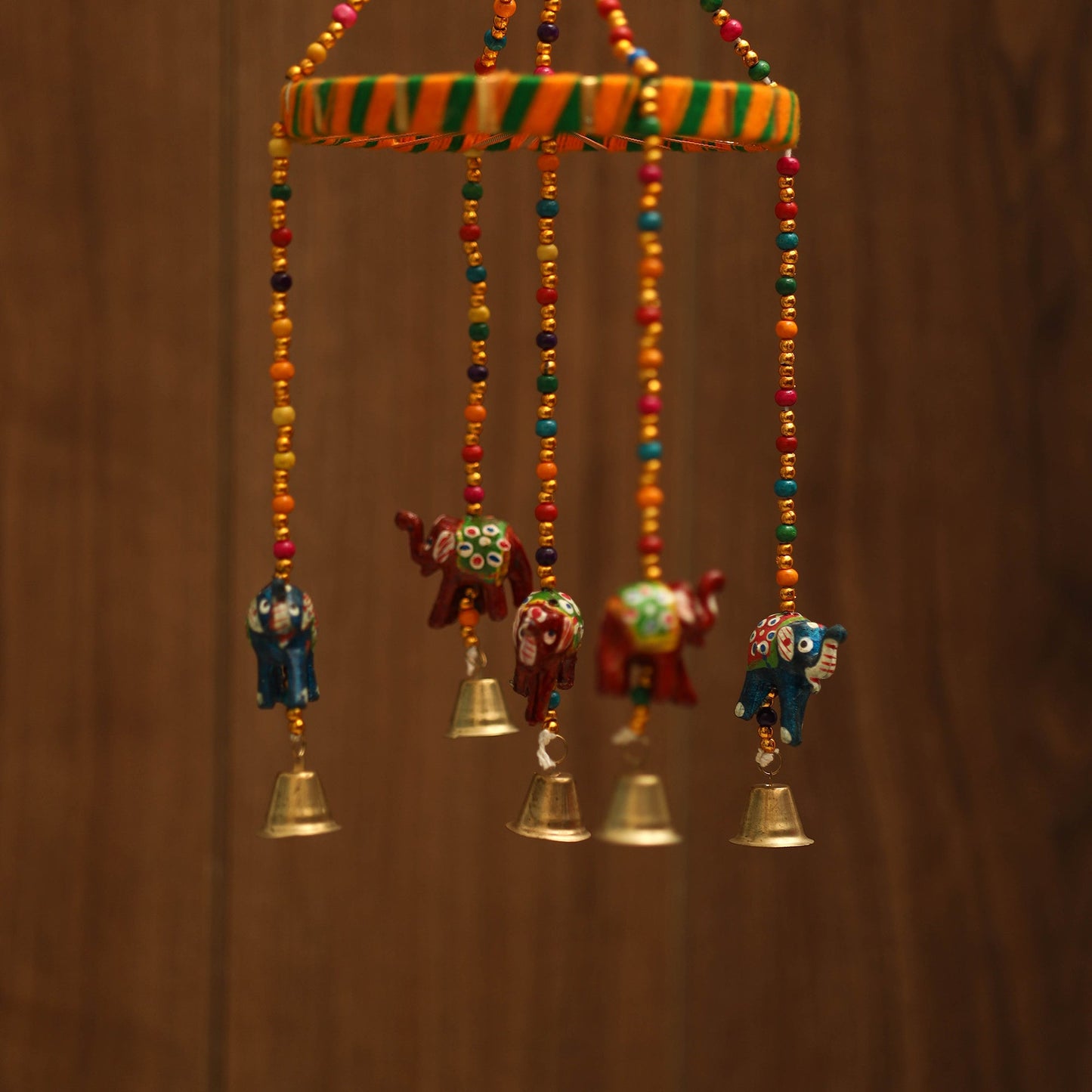 Elephant - decorative bead work handpainted jhumar hanging