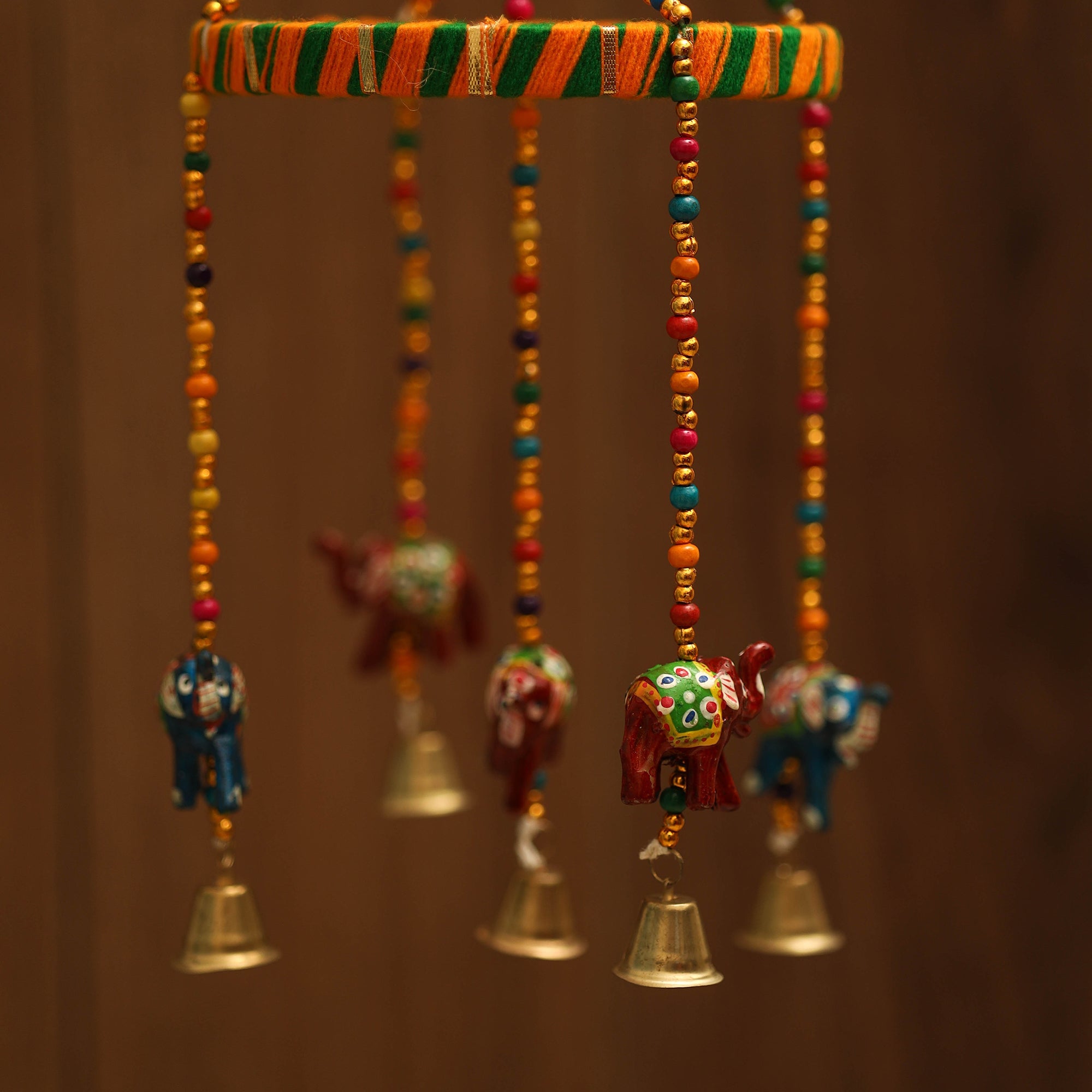 Elephant - decorative bead work handpainted jhumar hanging