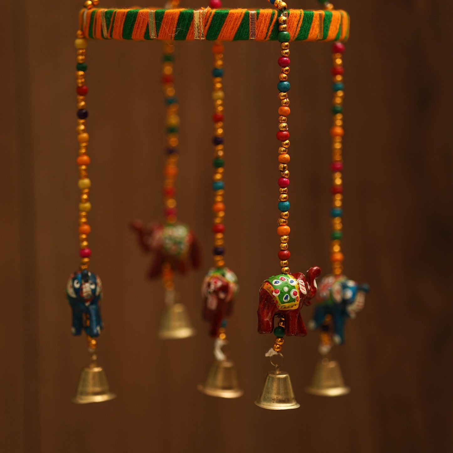 Elephant - decorative bead work handpainted jhumar hanging