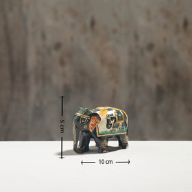 Elephant - Hand Carved Kadam Wood Mughal Handpainted Sculpture (2 in)