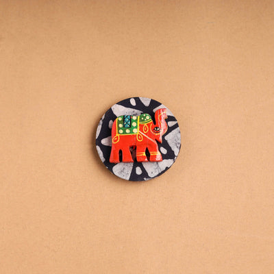  Elephant - Handmade Fabart Wooden Magnet 