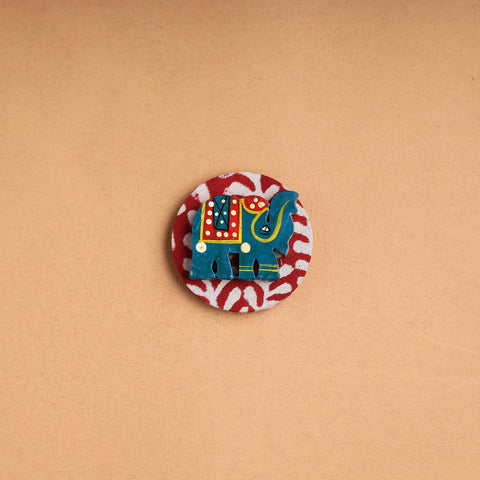  Elephant - Handmade Fabart Wooden Magnet 