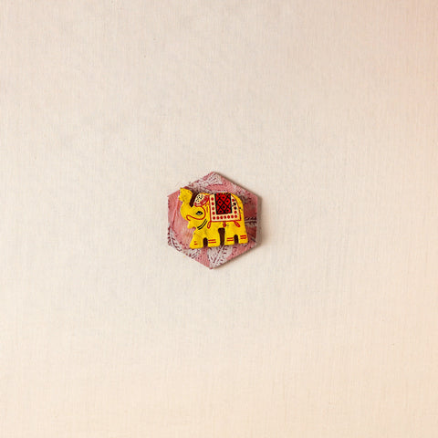  Elephant - Handmade Fabart Wooden Magnet 