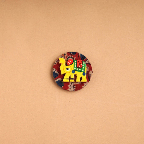  Elephant - Handmade Fabart Wooden Magnet 