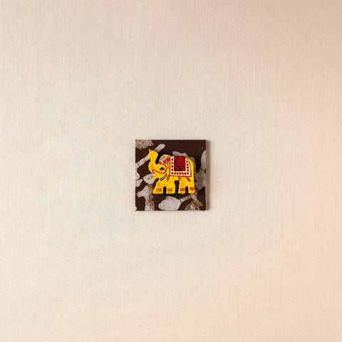  Elephant - Handmade Fabart Wooden Magnet 