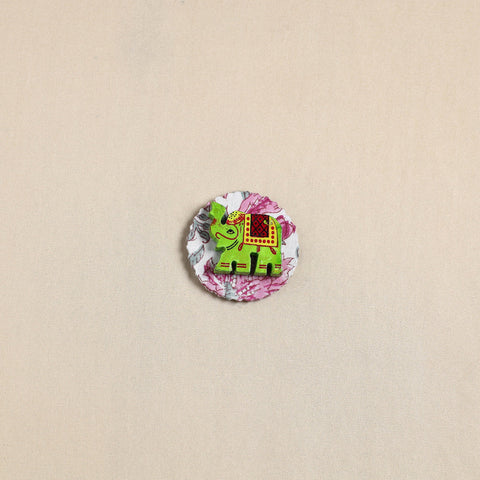  Elephant - Handmade Fabart Wooden Magnet
