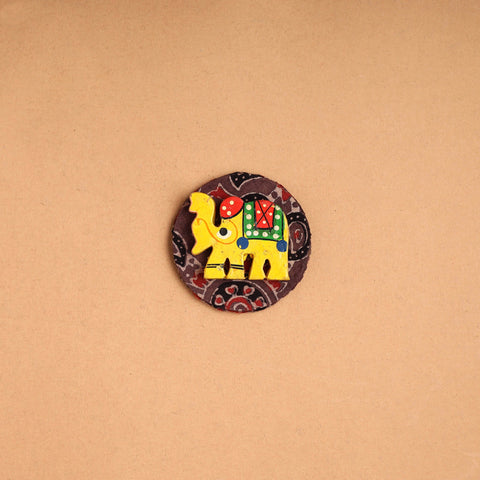  Elephant - Handmade Fabart Wooden Magnet 