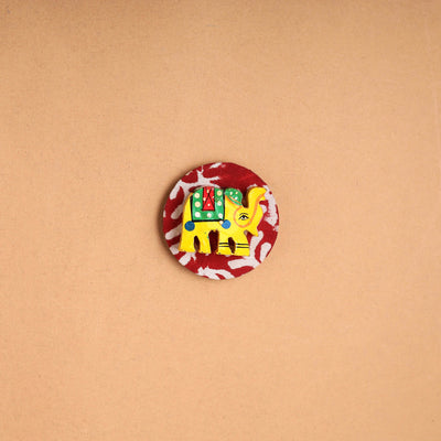  Elephant - Handmade Fabart Wooden Magnet 