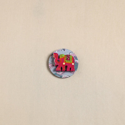  Elephant - Handmade Fabart Wooden Magnet
