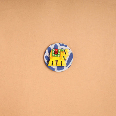  Elephant - Handmade Fabart Wooden Magnet 
