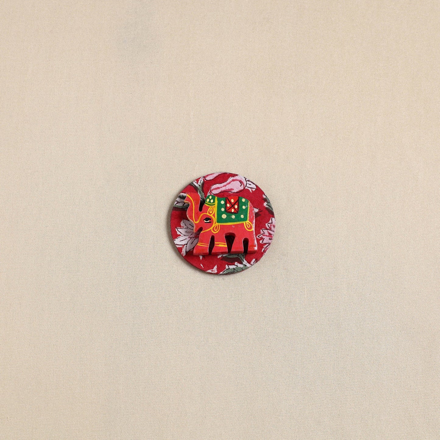  Elephant - Handmade Fabart Wooden Magnet