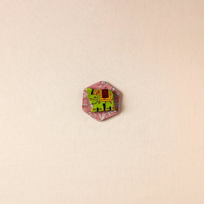  Elephant - Handmade Fabart Wooden Magnet 