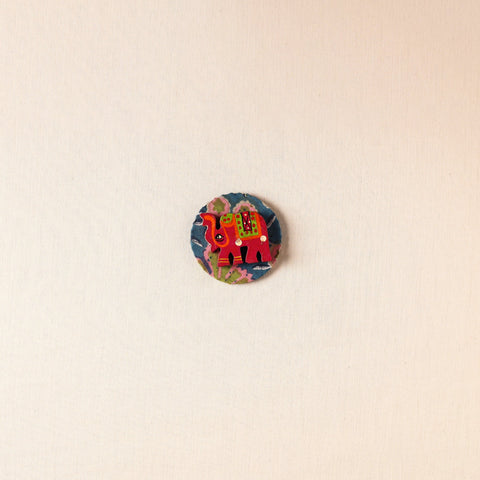  Elephant - Handmade Fabart Wooden Magnet 