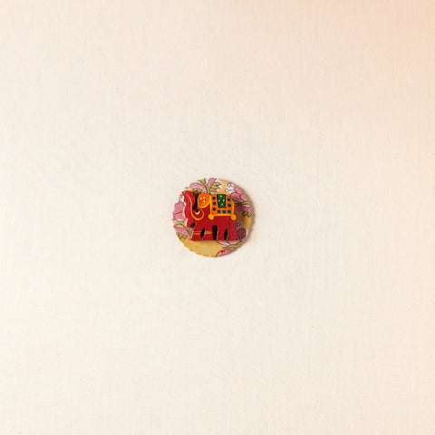  Elephant - Handmade Fabart Wooden Magnet 