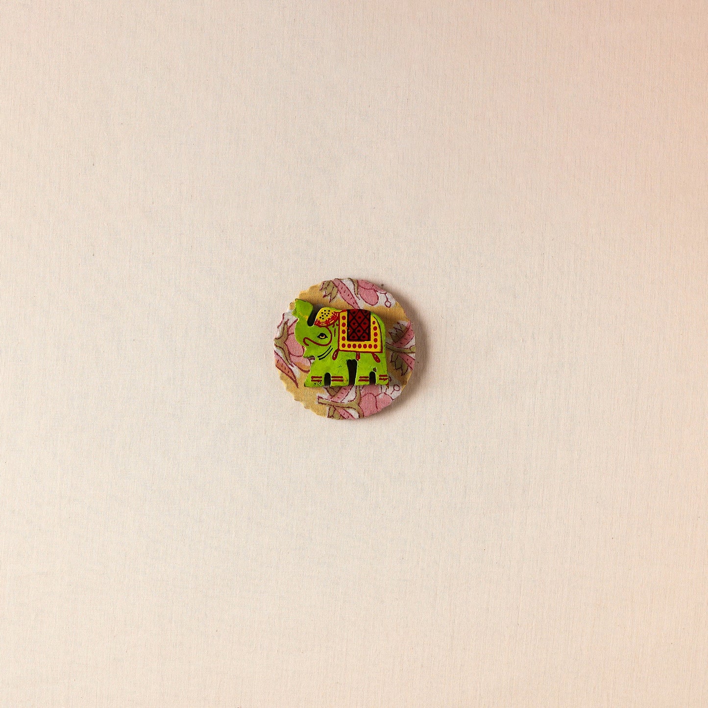  Elephant - Handmade Fabart Wooden Magnet 