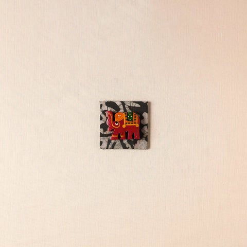  Elephant - Handmade Fabart Wooden Magnet 