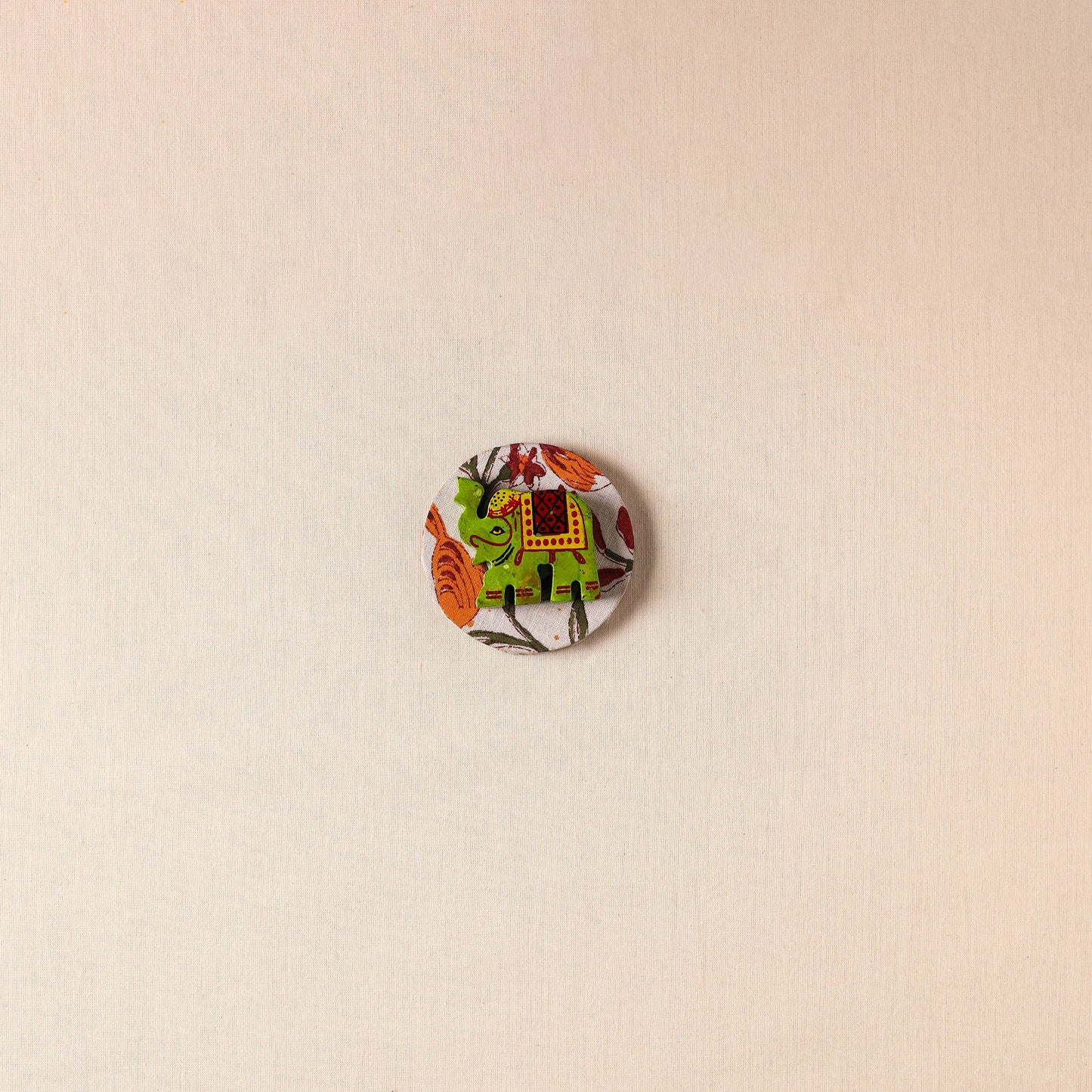  Elephant - Handmade Fabart Wooden Magnet 