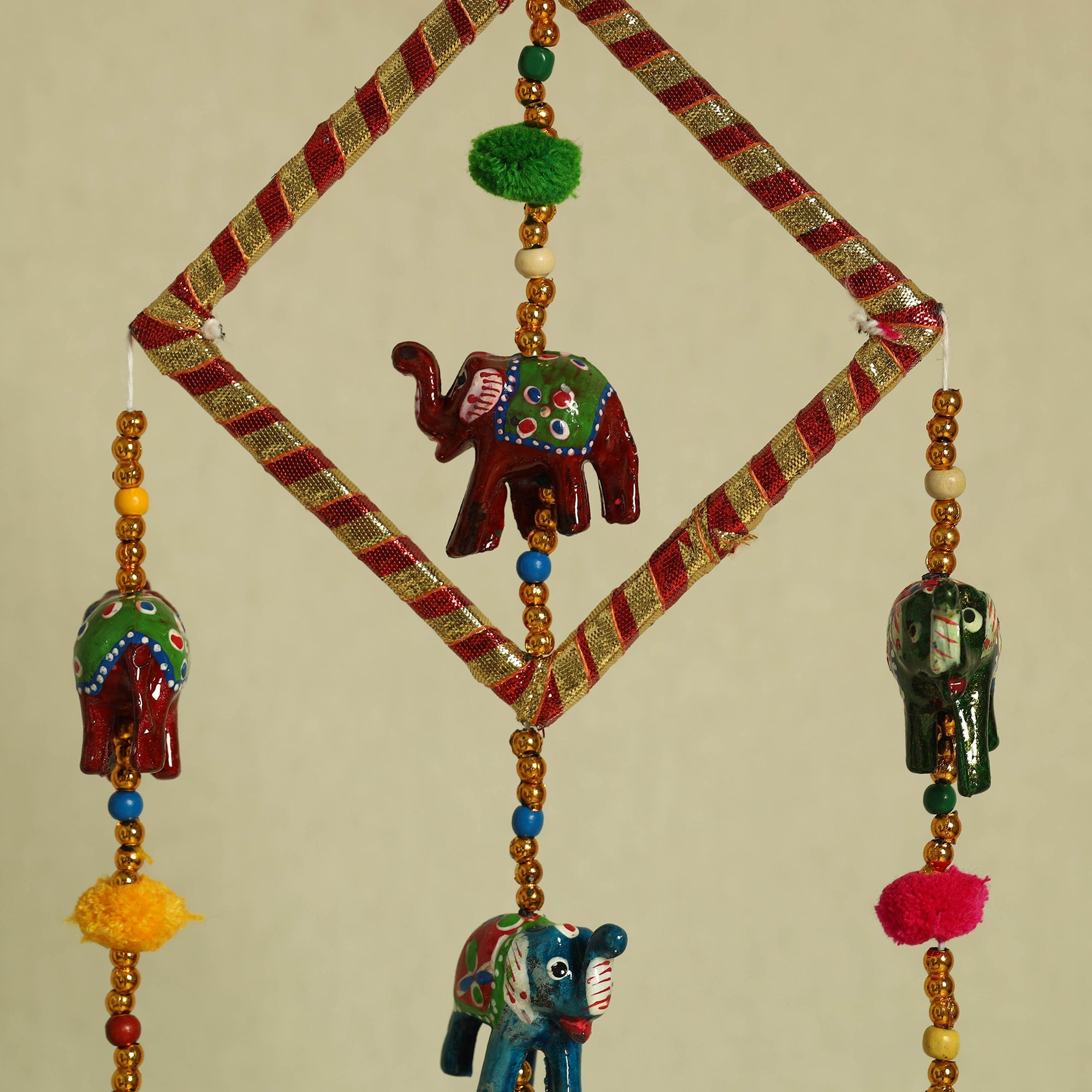  Elephant - Handpainted Wooden Decorative Bell Hanging