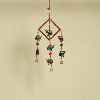  Elephant - Handpainted Wooden Decorative Bell Hanging