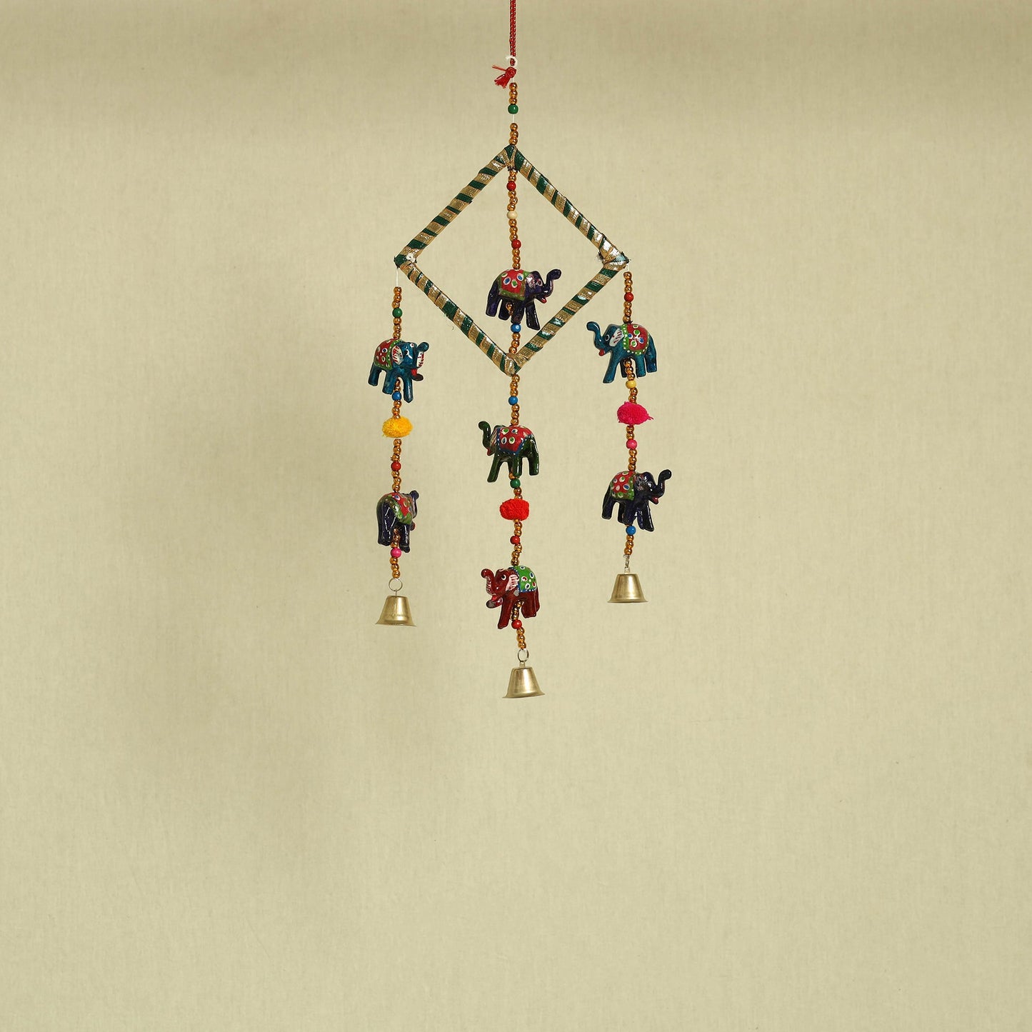  Elephant - Handpainted Wooden Decorative Bell Hanging