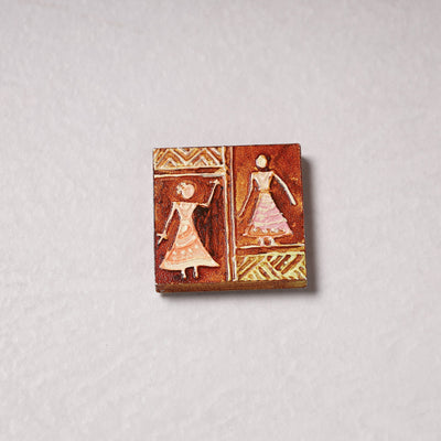  Embossed Stone Work Handpainted Wooden Fridge Magnet 