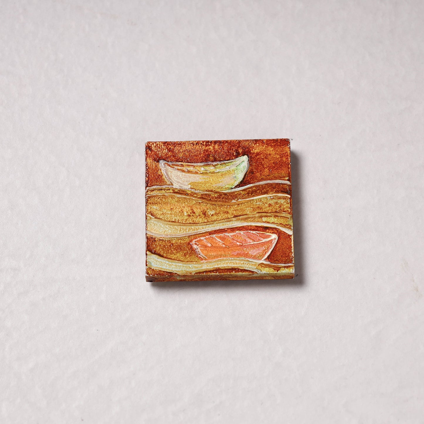 Embossed Stone Work Handpainted Wooden Fridge Magnet 