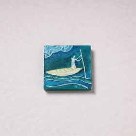  Embossed Stone Work Handpainted Wooden Fridge Magnet 