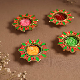 Enamel work tealight candle holder (set of 4) 07