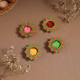 Enamel work tealight candle holder (set of 4) 07