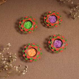 Enamel work tealight candle holder (set of 4) 09