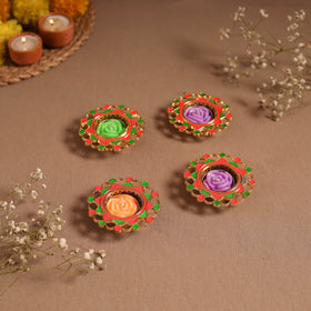 Enamel work tealight candle holder (set of 4) 09