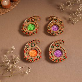 Enamel work tealight candle holder (set of 4) 12